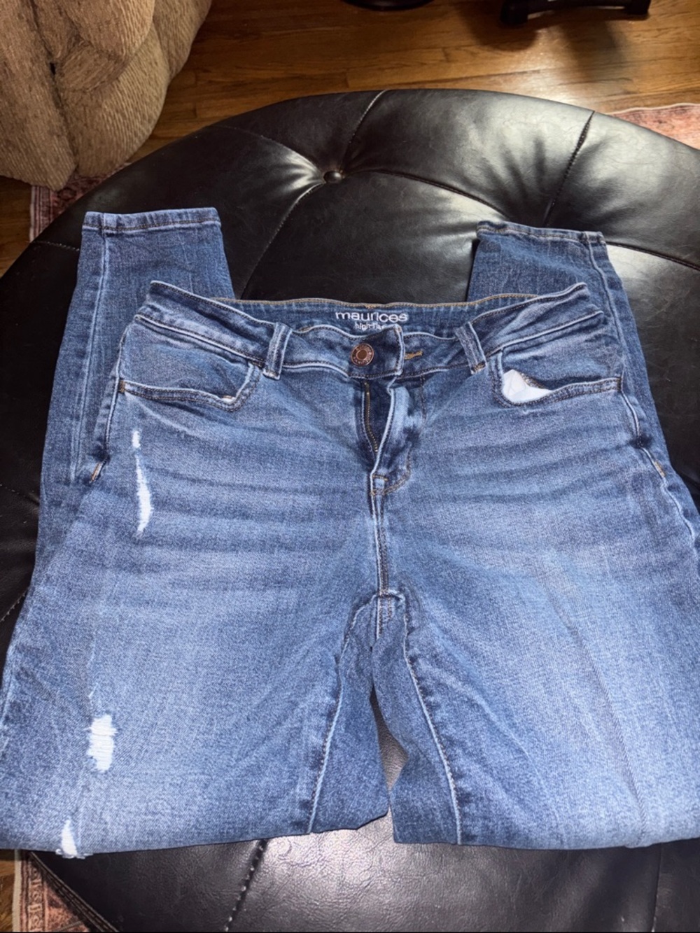 Maurices Medium Blue Distressed Skinny Jeans
